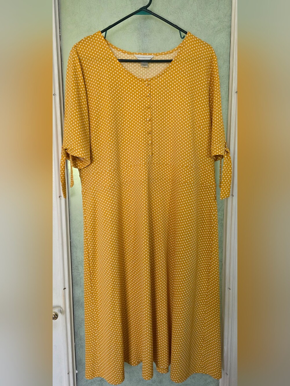 Christopher & Banks Mustard Yellow Polka Dot Midi Dress